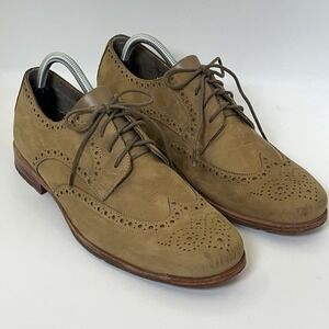 Rockport Brown Suede‎ Leather Tan Wingtip Oxford Dress Shoes Men's 9 Worn Once